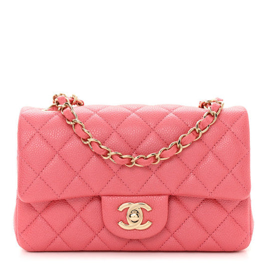 Chanel Caviar Quilted Mini Rectangular Flap Dark Pink