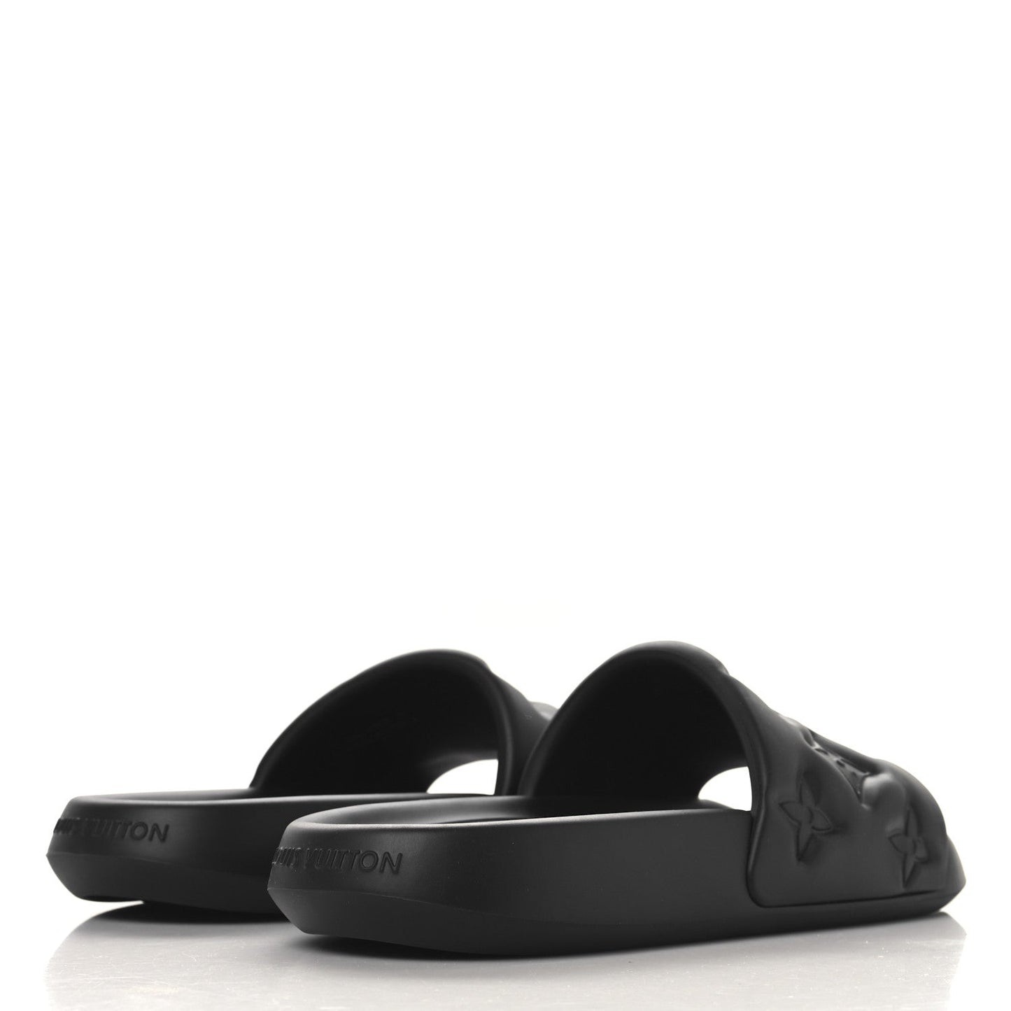 Louis Vuitton Rubber Embossed Monogram Mens Waterfront Mules Black