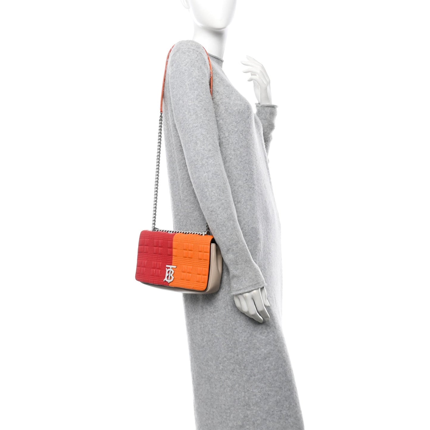 Burberry Lambskin Quilted Small Lola Bag Bright Red Orange
