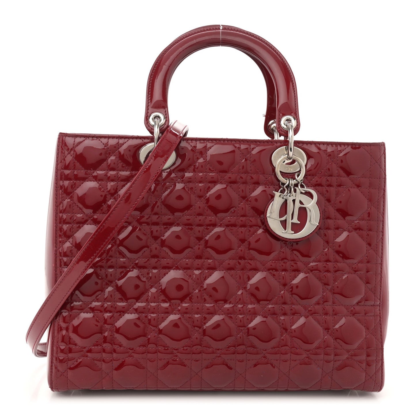 Christian Dior Patent Cannage Large Lady Dior Red