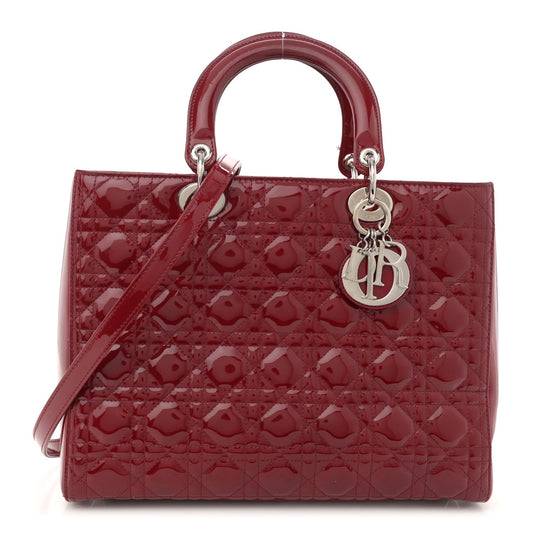Christian Dior Patent Cannage Large Lady Dior Red