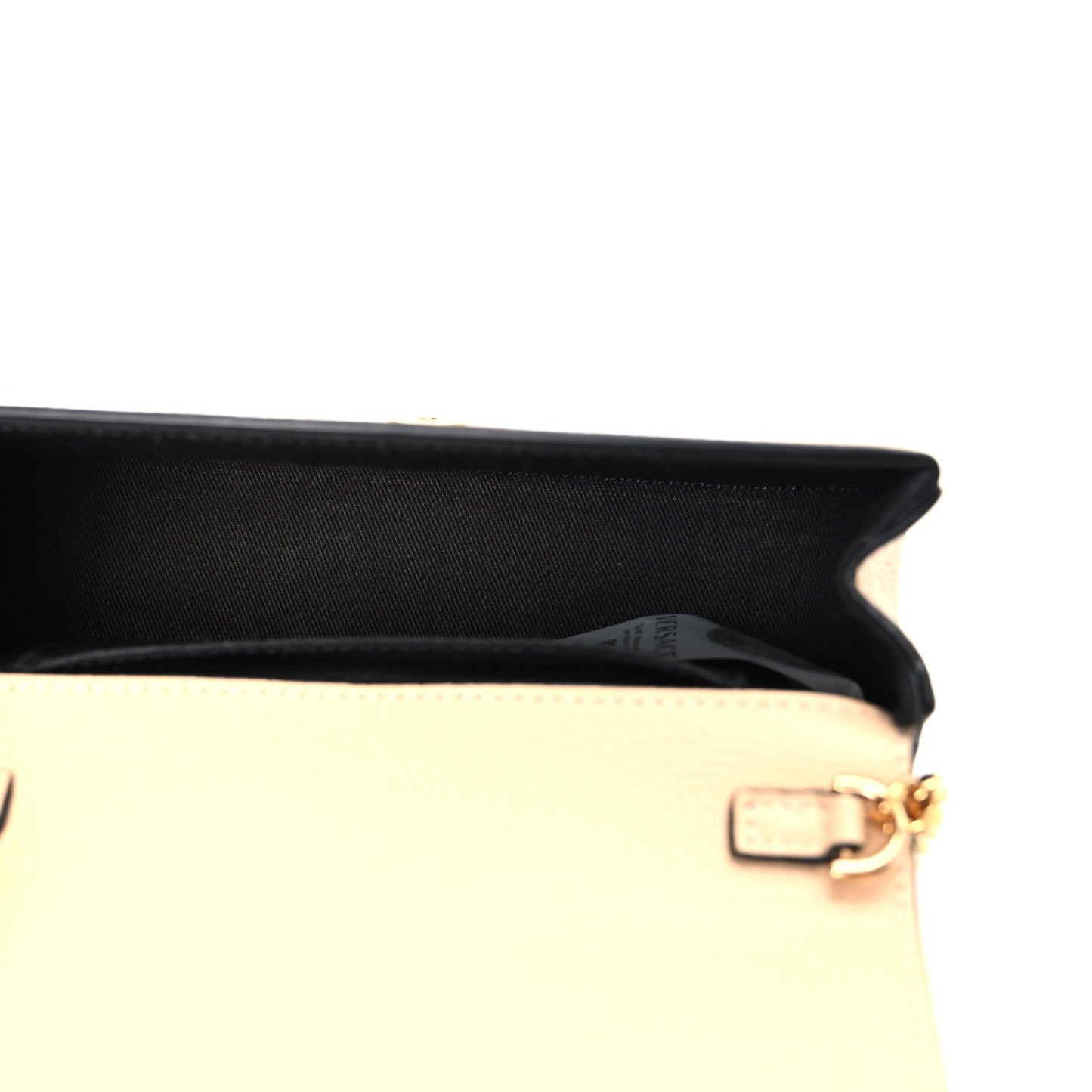 Versace Grained Calfskin Virtus Mini Chain Bag Beige