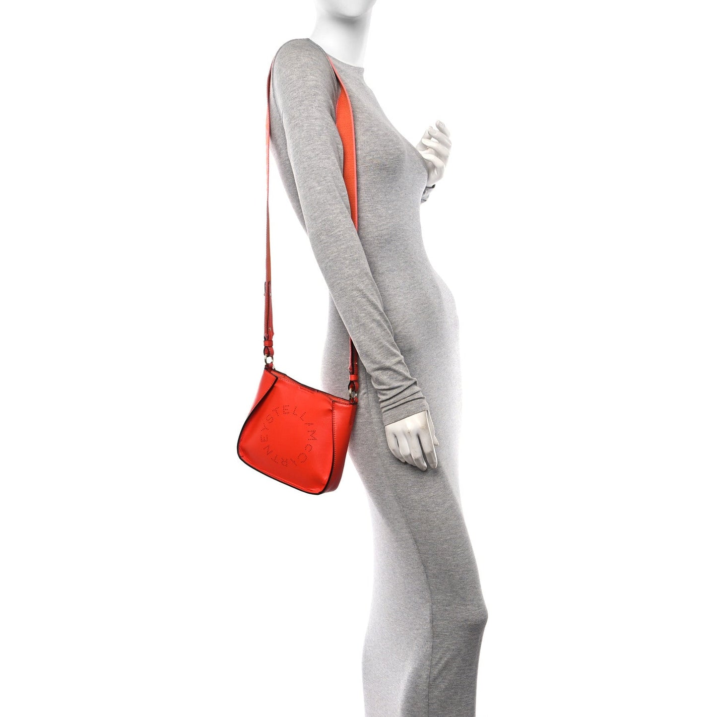 Stella McCartney Eco Alter Nappa Perforated Logo Mini Crossbody Orange