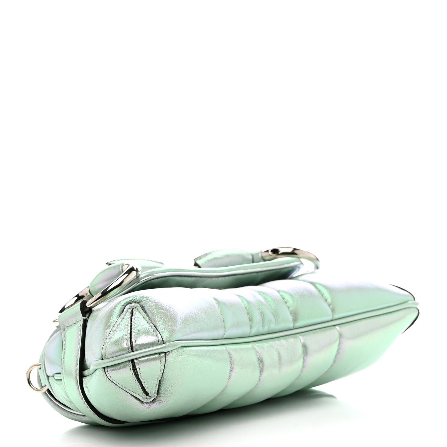 Gucci Iridescent Nappa Vertical Matelasse Medium Maxi Horsebit Chain Shoulder Bag Iridescent Salvy Green