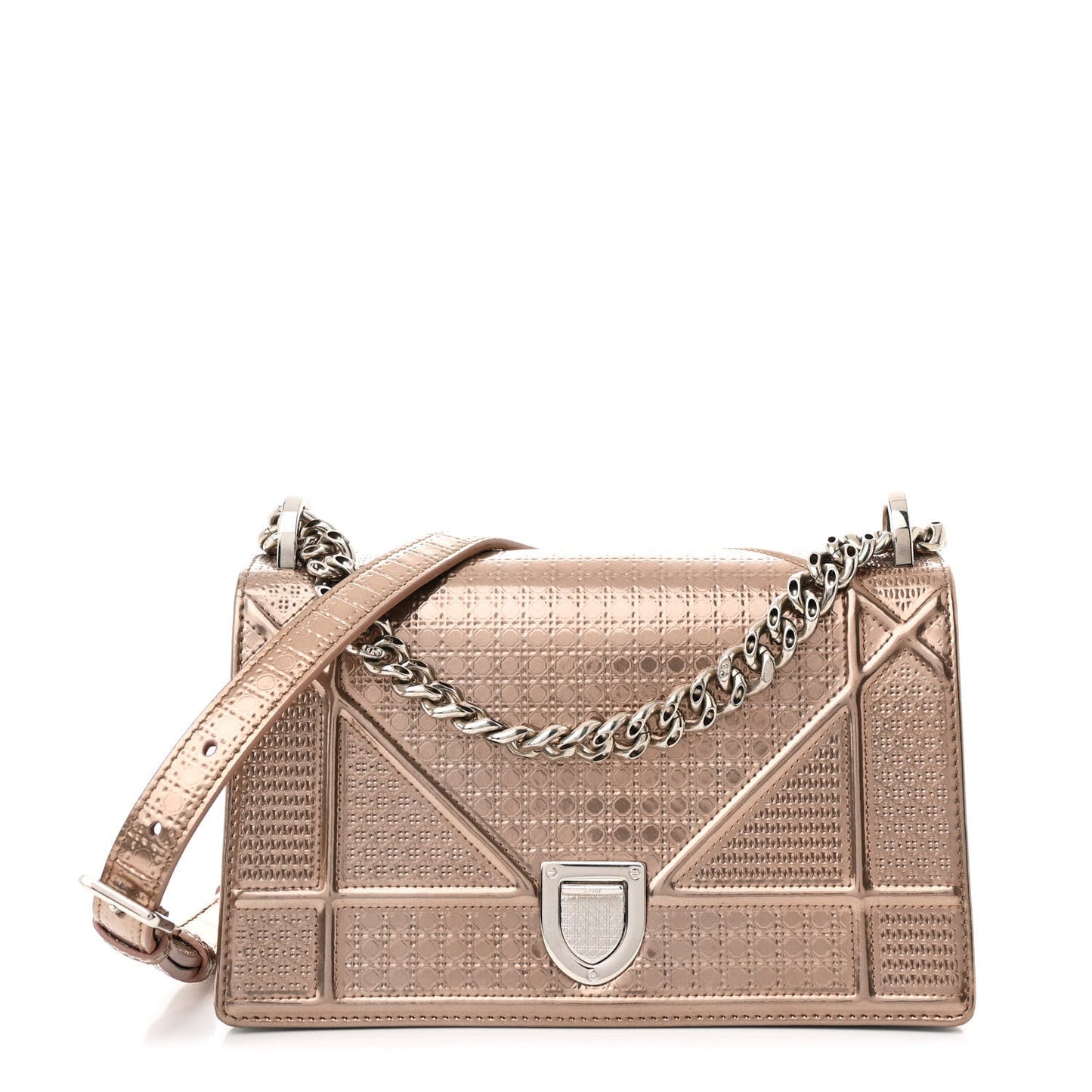 Christian Dior Patent Micro-Cannage Small Diorama Flap Bag Hyper Pink