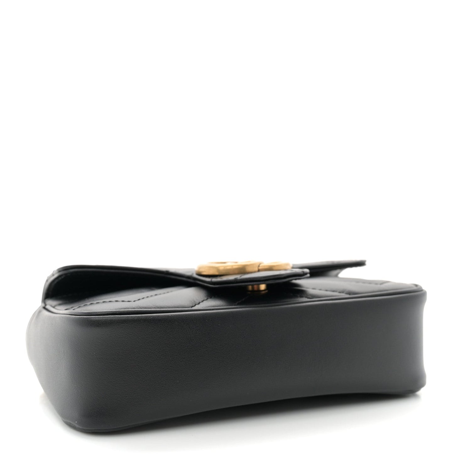Gucci Calfskin Matelasse Super Mini GG Marmont Shoulder Bag Black
