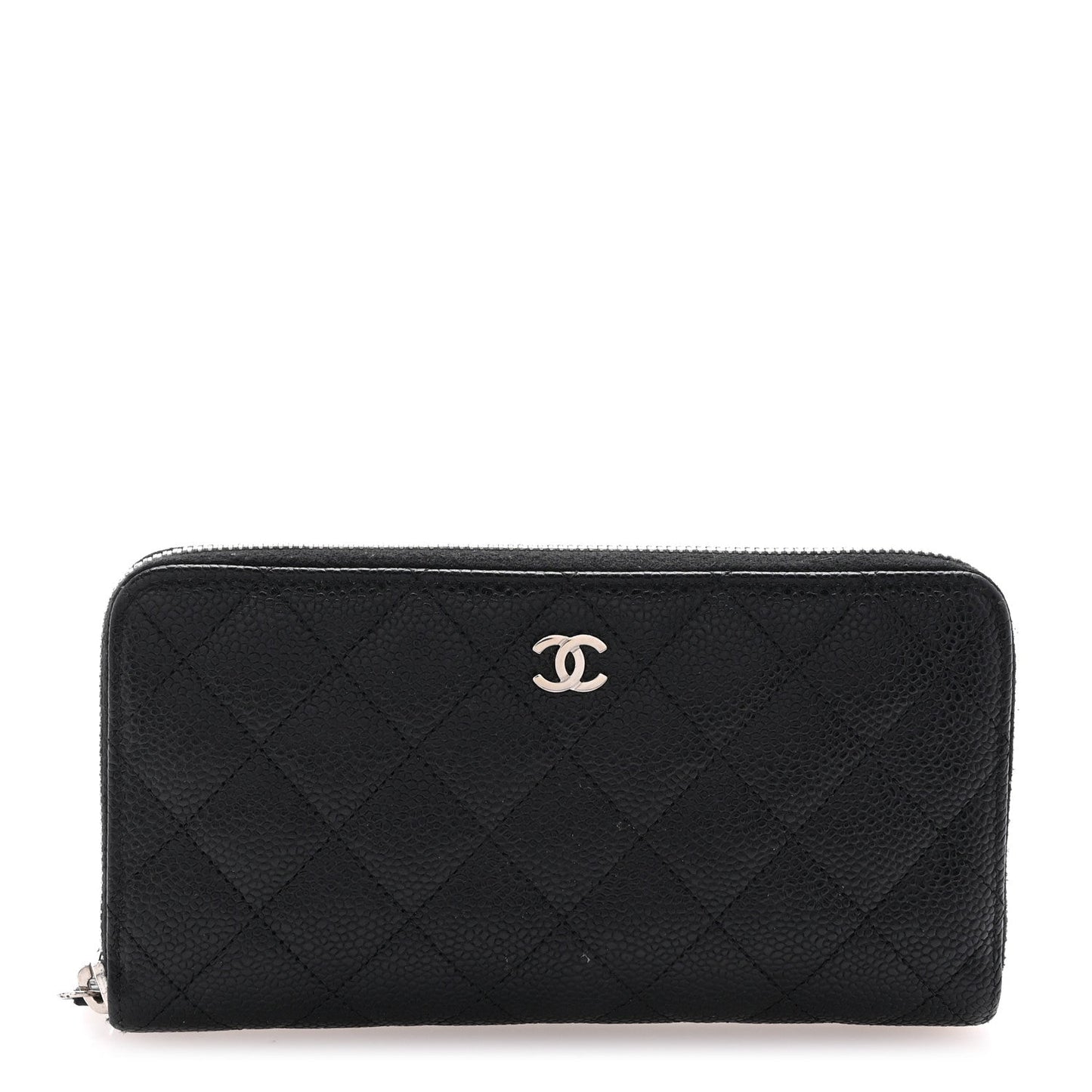 Chanel Caviar Quilted Large Gusset Zip Around Wallet Black