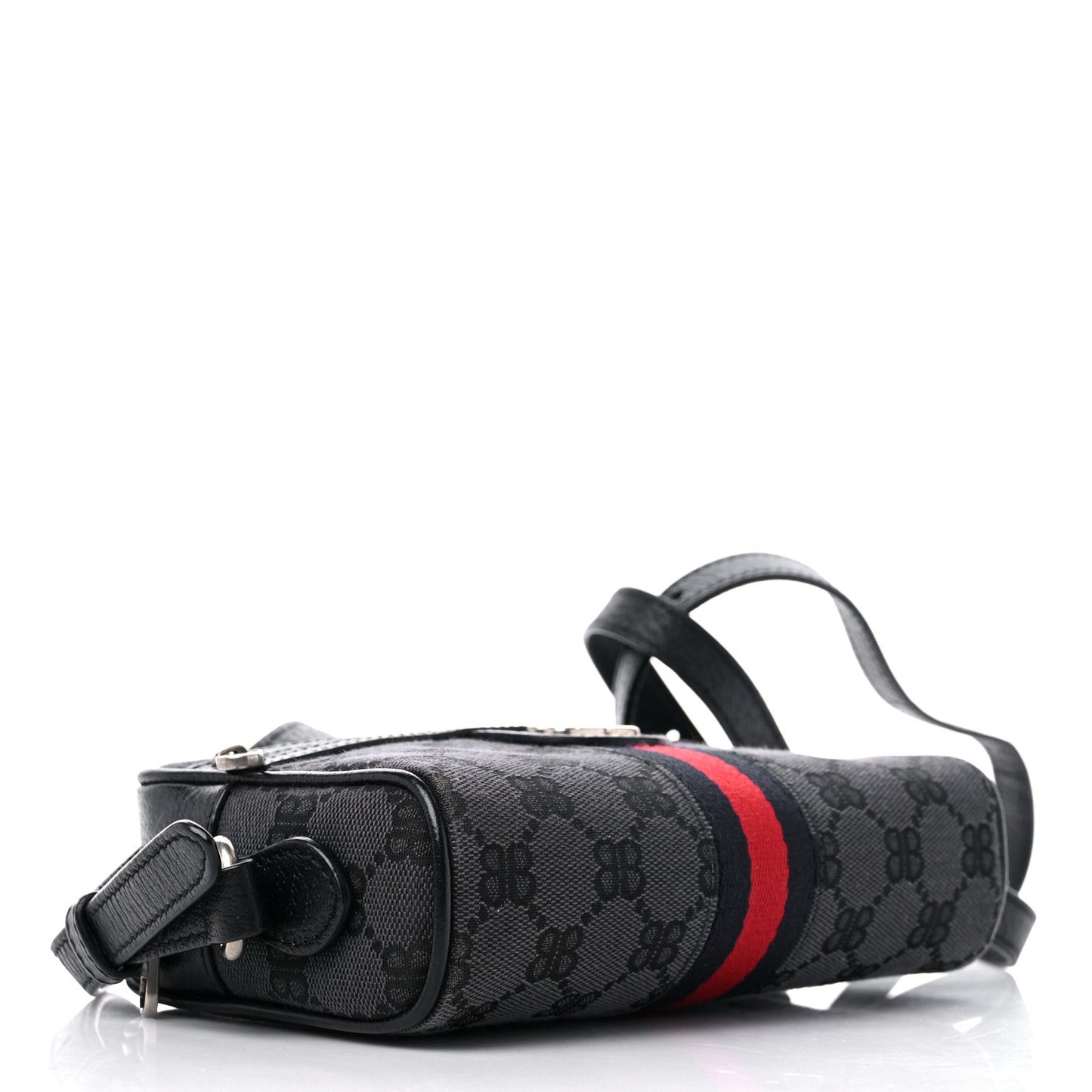 Gucci X BALENCIAGA BB Monogram Web Mini Ophidia Shoulder Bag Black