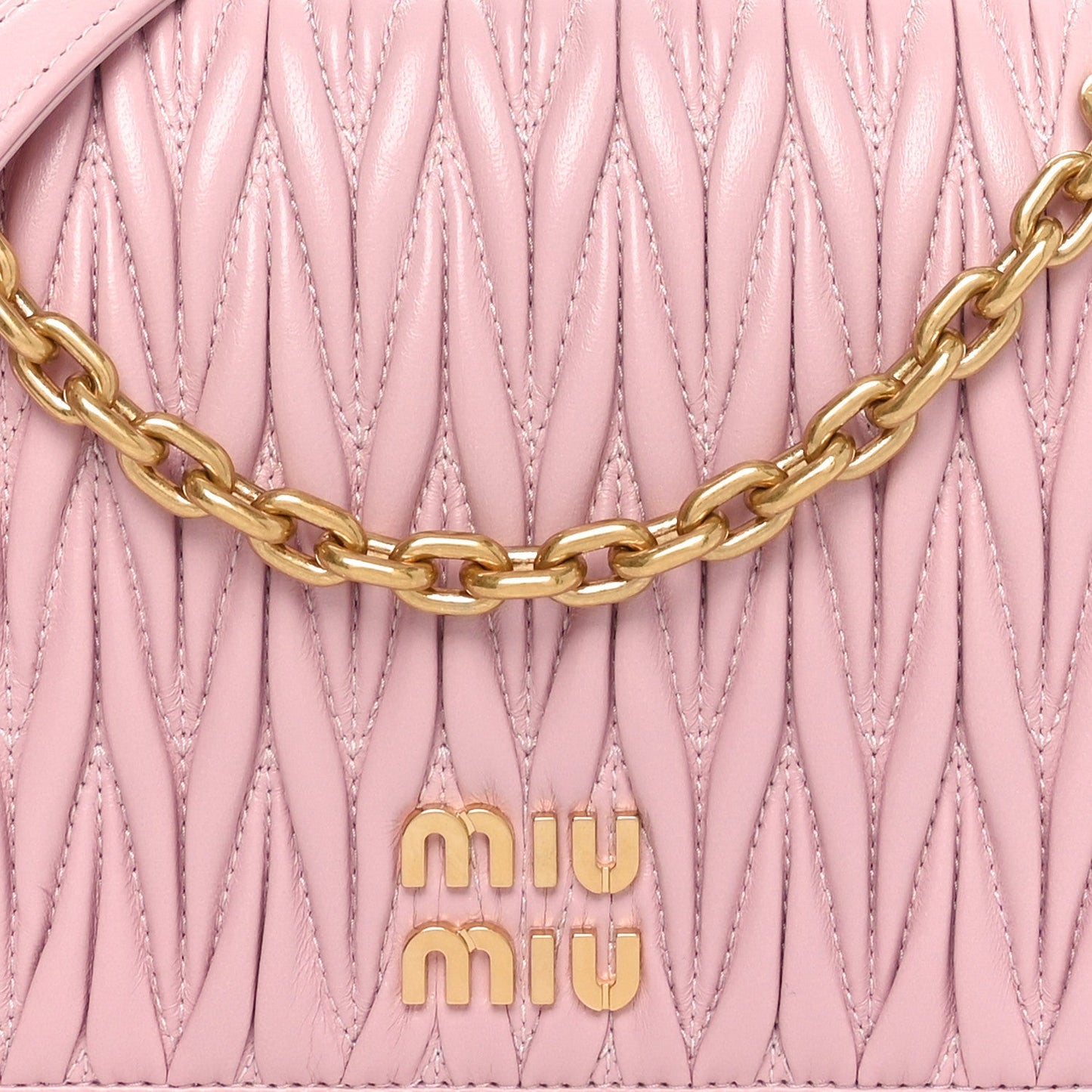 Miu Miu Nappa Matelasse Mini Chain Bag Alabastro