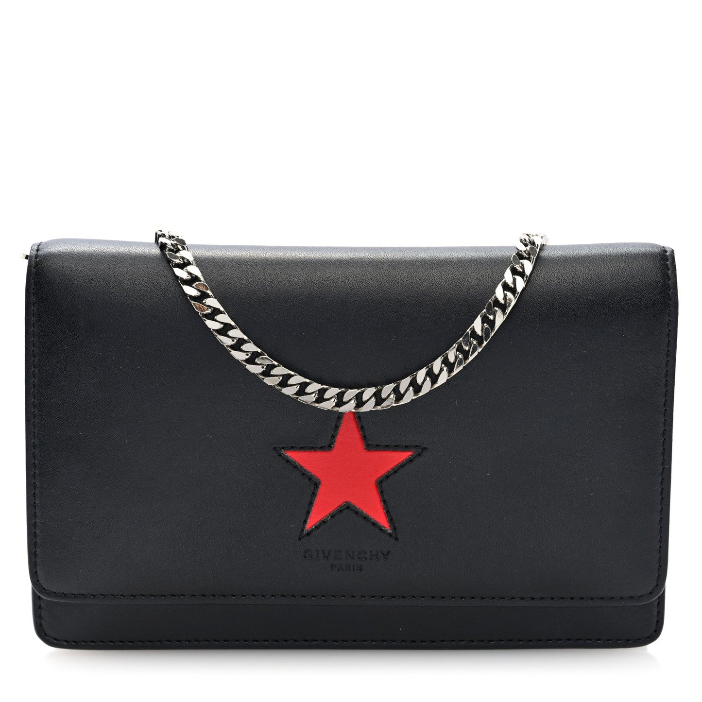 Givenchy Calfskin Star Pandora Chain Wallet Black