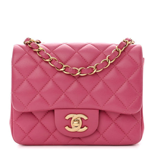 Chanel Lambskin Quilted Mini Square Flap Pink