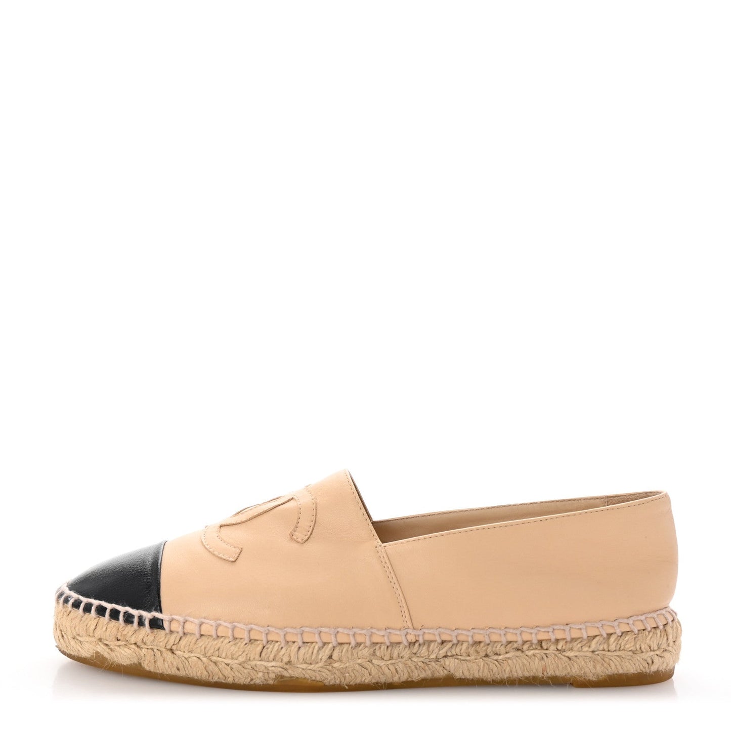 Chanel Lambskin CC Espadrilles 40 Beige Black