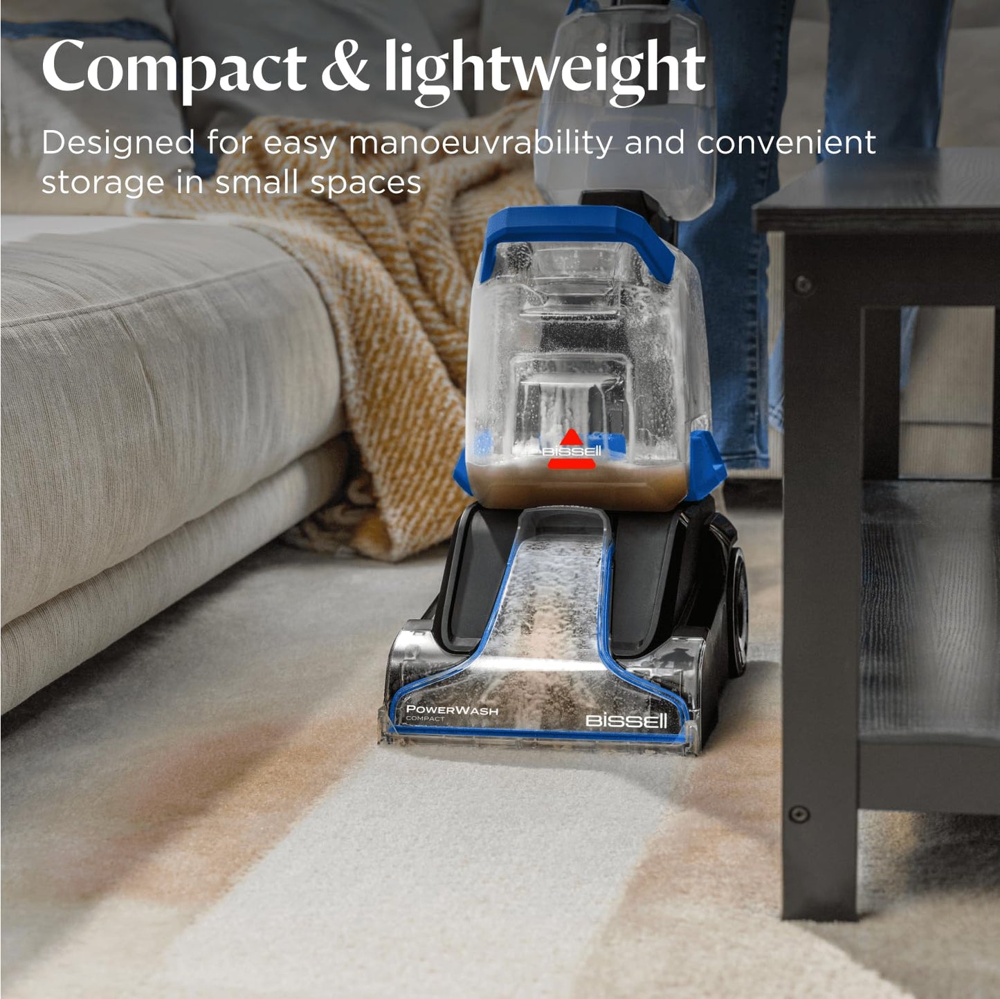 BISSELL PowerWash Compact, Compact Carpet Cleaner for Stains & Odours, Portable Carpet Stain Remover, Multisurface Rug Cleaner, 600W, Corded,76 dBa, 4055E