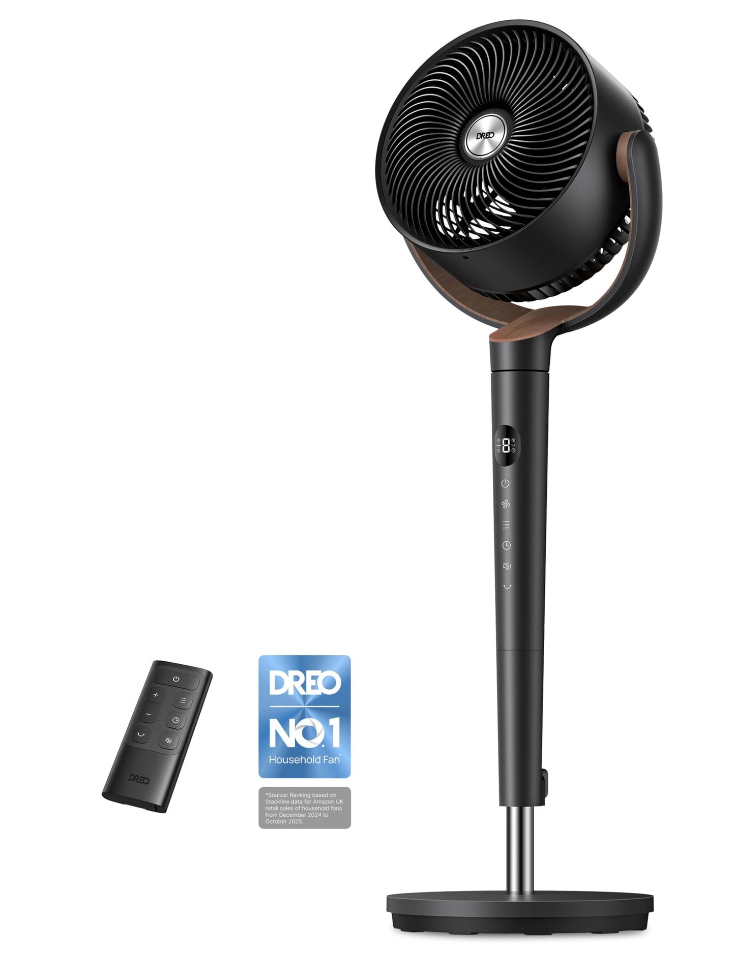 DREO 20dB Ultra Quiet Standing Pedestal Fan for Bedroom, 120° Oscillating Electric Cooling Fan with DC Motor, 9 Speeds & 4 Modes, 8H Timer, Remote, 37-42" Adjustable Height, 9" Blade, Home & Office