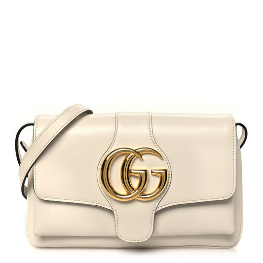 Gucci Calfskin Small Arli Flap Shoulder Bag Mystic White