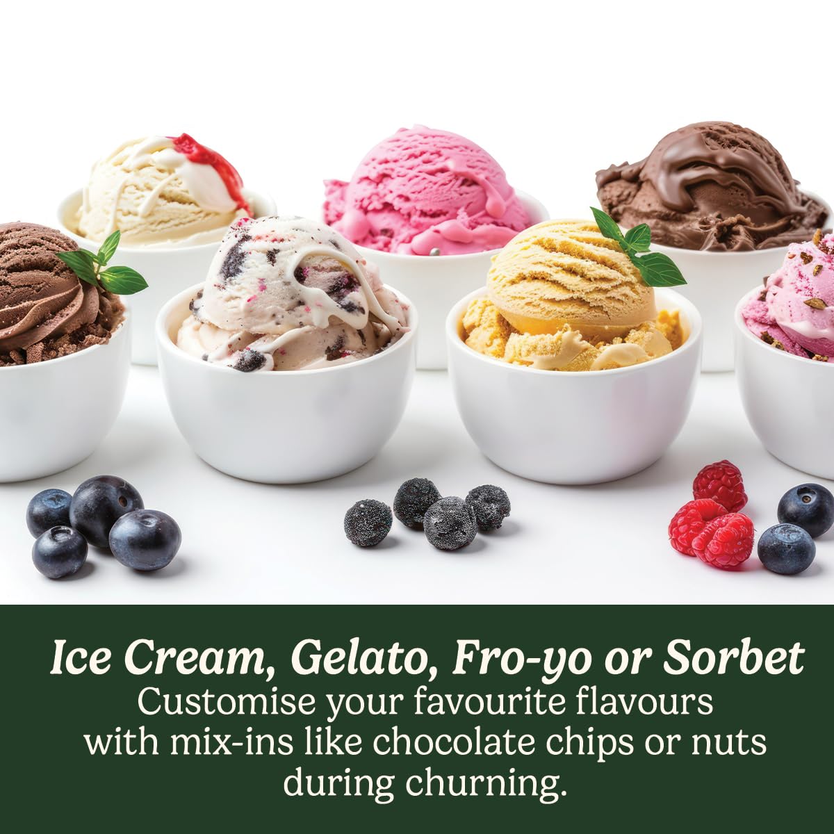 Cuisinart Solo Scoops Ice Cream Maker | Homemade Gelato & Ice cream machine in 25 Mins | Sorbet Maker | Frozen Yogurt Maker | Compact, space saving | 475ml churning bowl | ICEM10