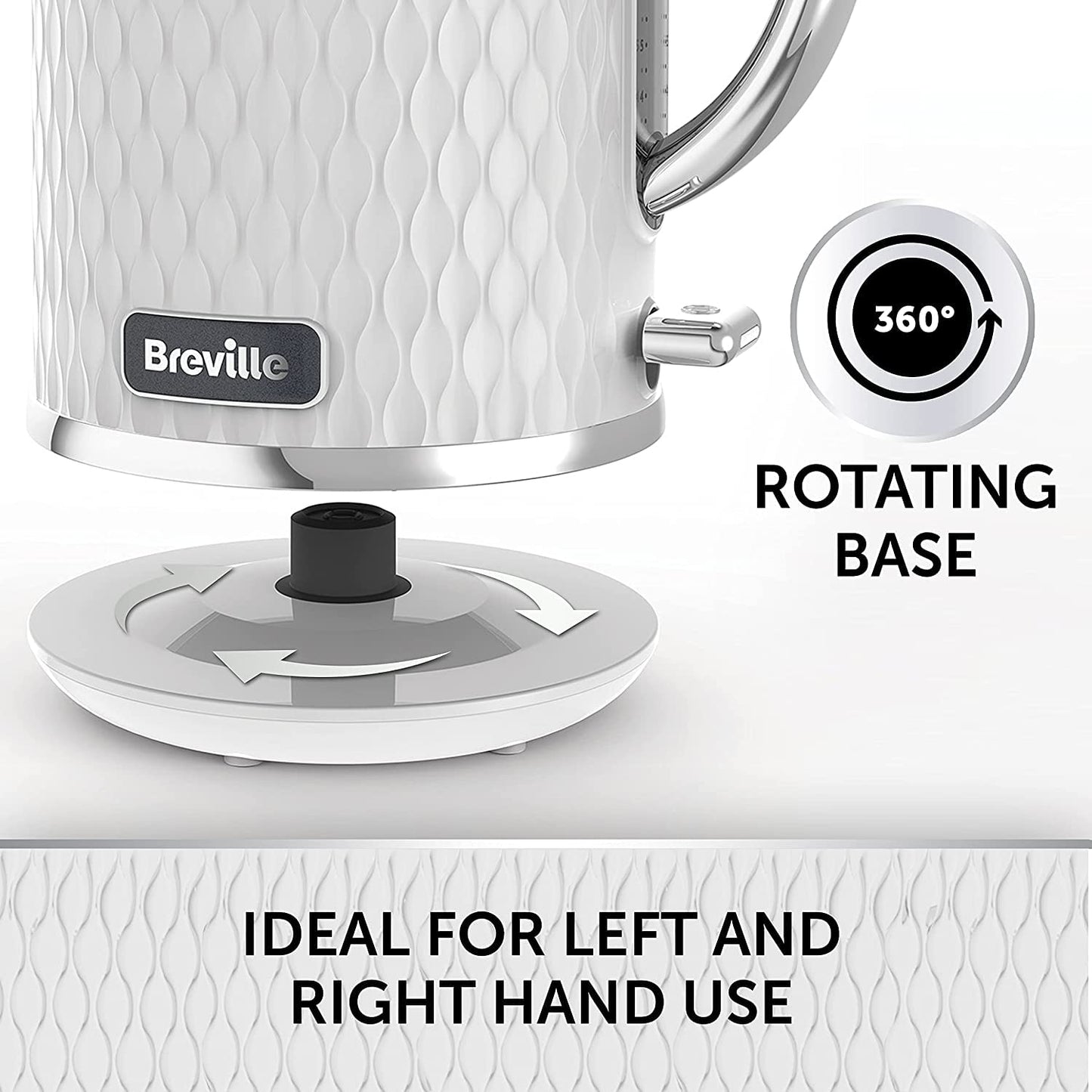 Breville Curve Electric Kettle | 1.7 Litre | 3KW Fast Boil | White & Chrome [VKT117]