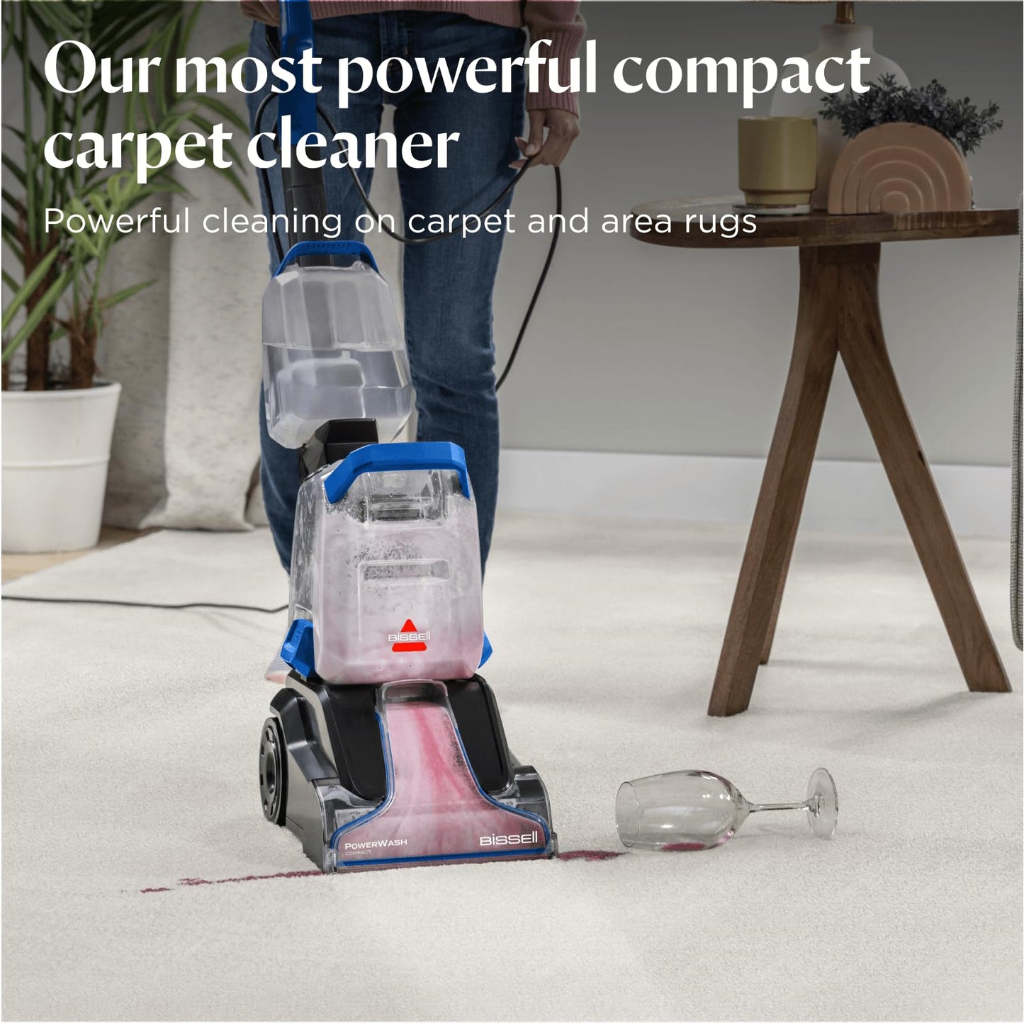 BISSELL PowerWash Compact, Compact Carpet Cleaner for Stains & Odours, Portable Carpet Stain Remover, Multisurface Rug Cleaner, 600W, Corded,76 dBa, 4055E