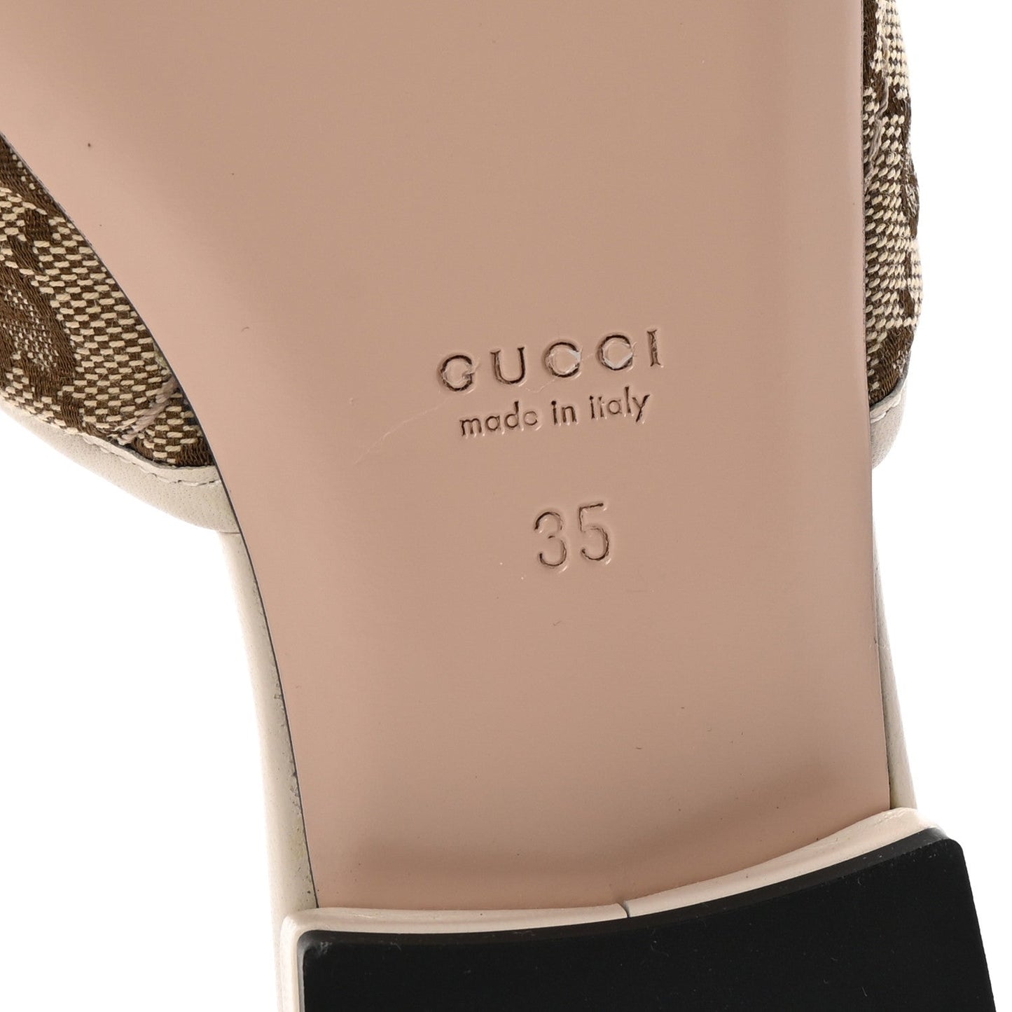 Gucci Monogram Matelasse Diagonal GG Marmont Flat Slide Sandals 35 Beige Ebony Mystic White