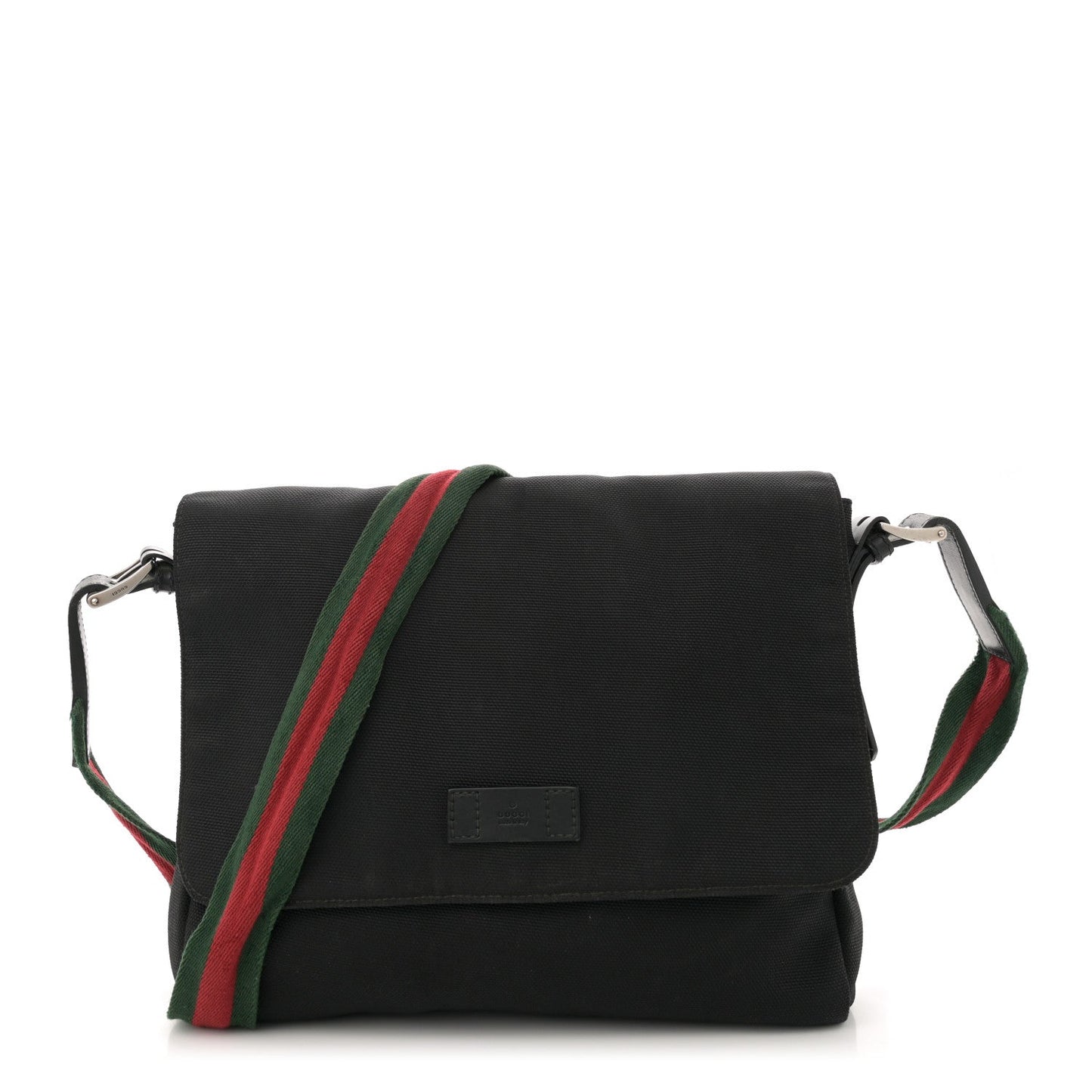 Gucci Techno Canvas Web Large Flap Messenger Bag Black