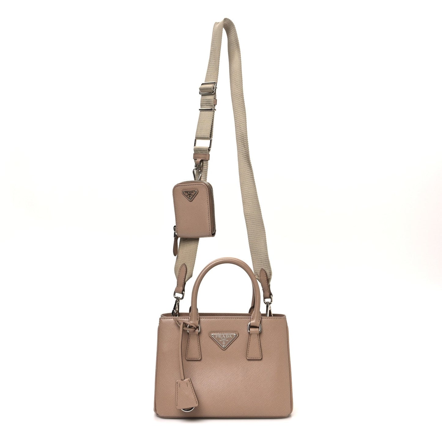 Prada Saffiano Lux Micro Galleria Shoulder Bag Cammeo