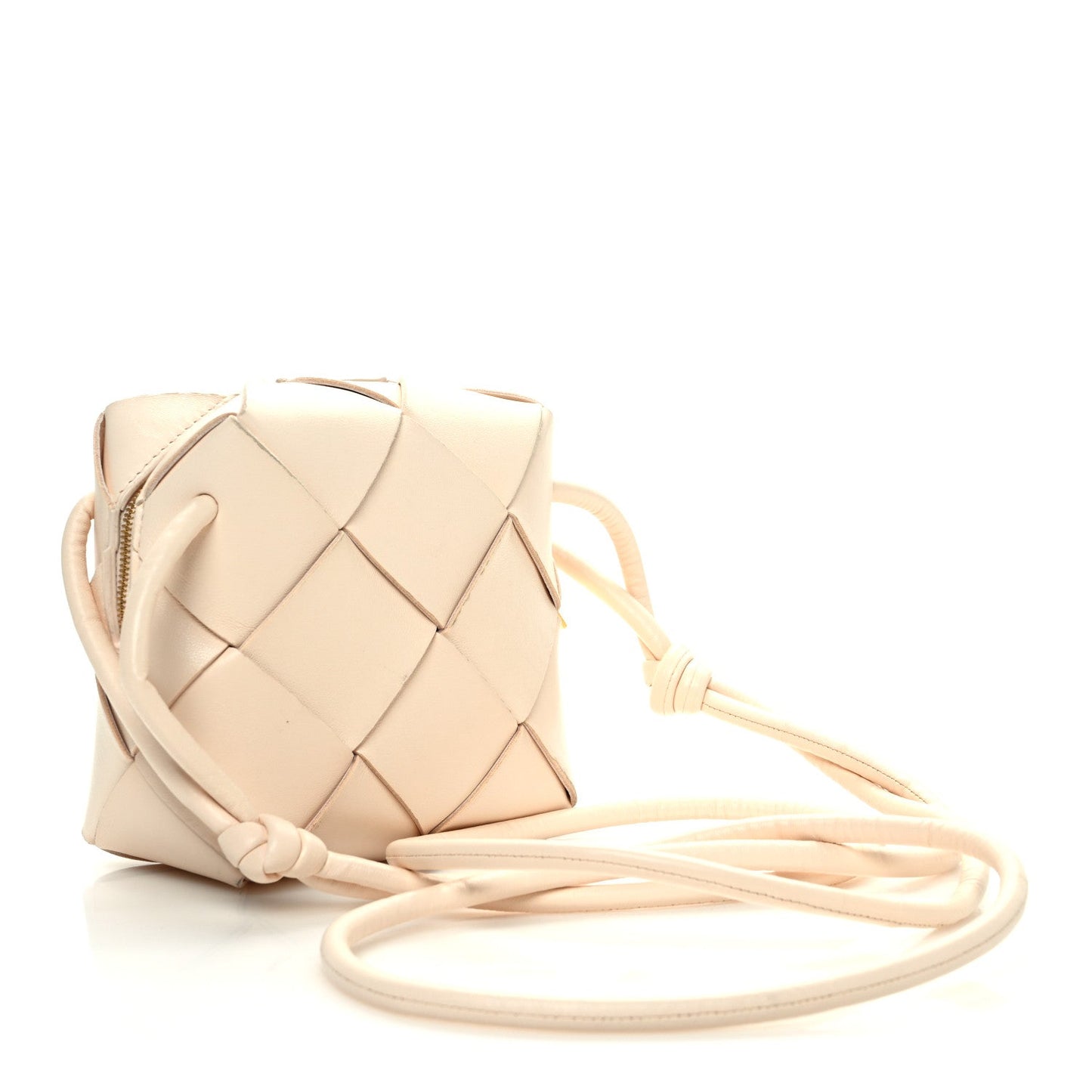 Bottega Veneta Lambskin Maxi Intrecciato Mini Cassette Camera Bag Macaroon