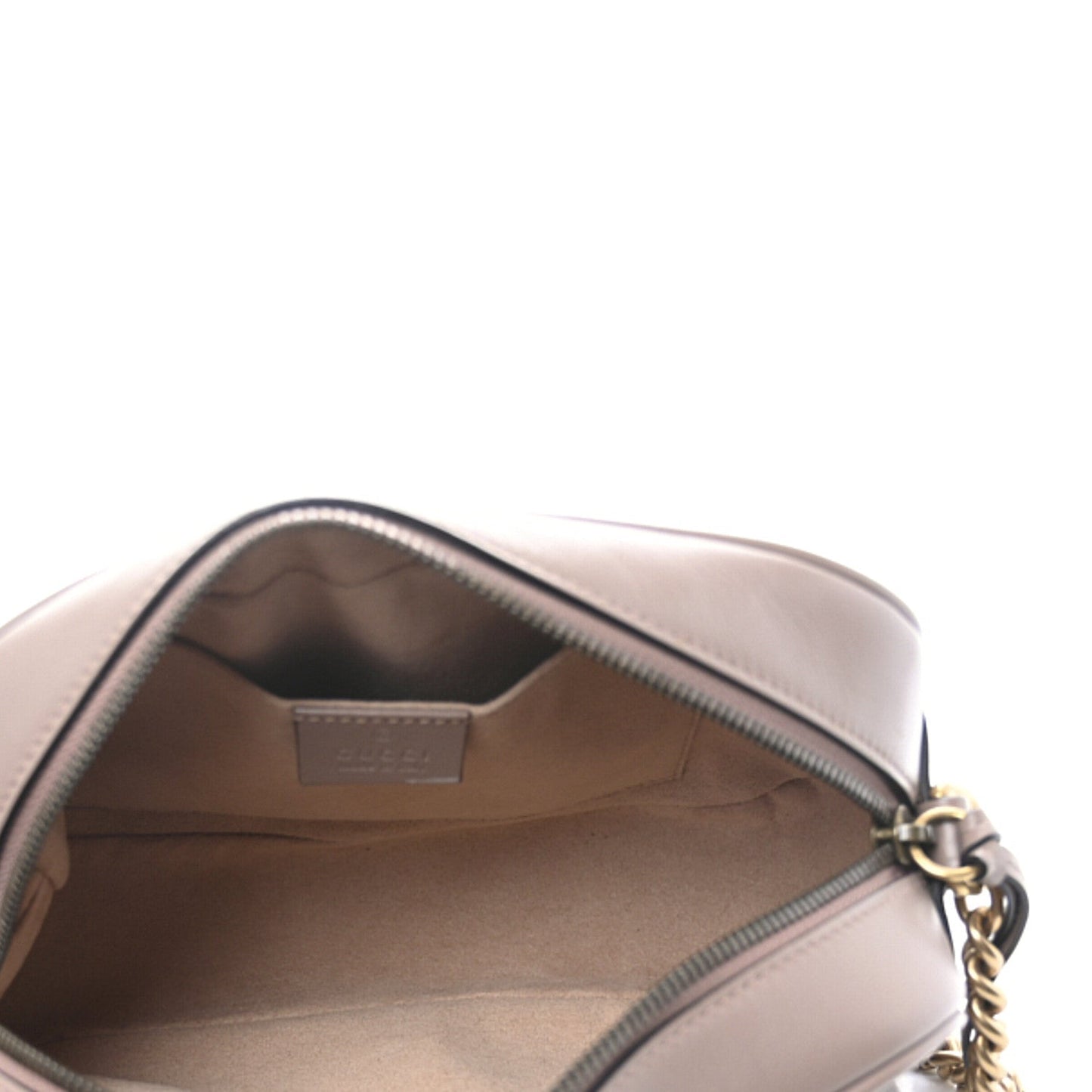 Gucci Calfskin Matelasse Small GG Marmont Chain Shoulder Bag Porcelain Rose