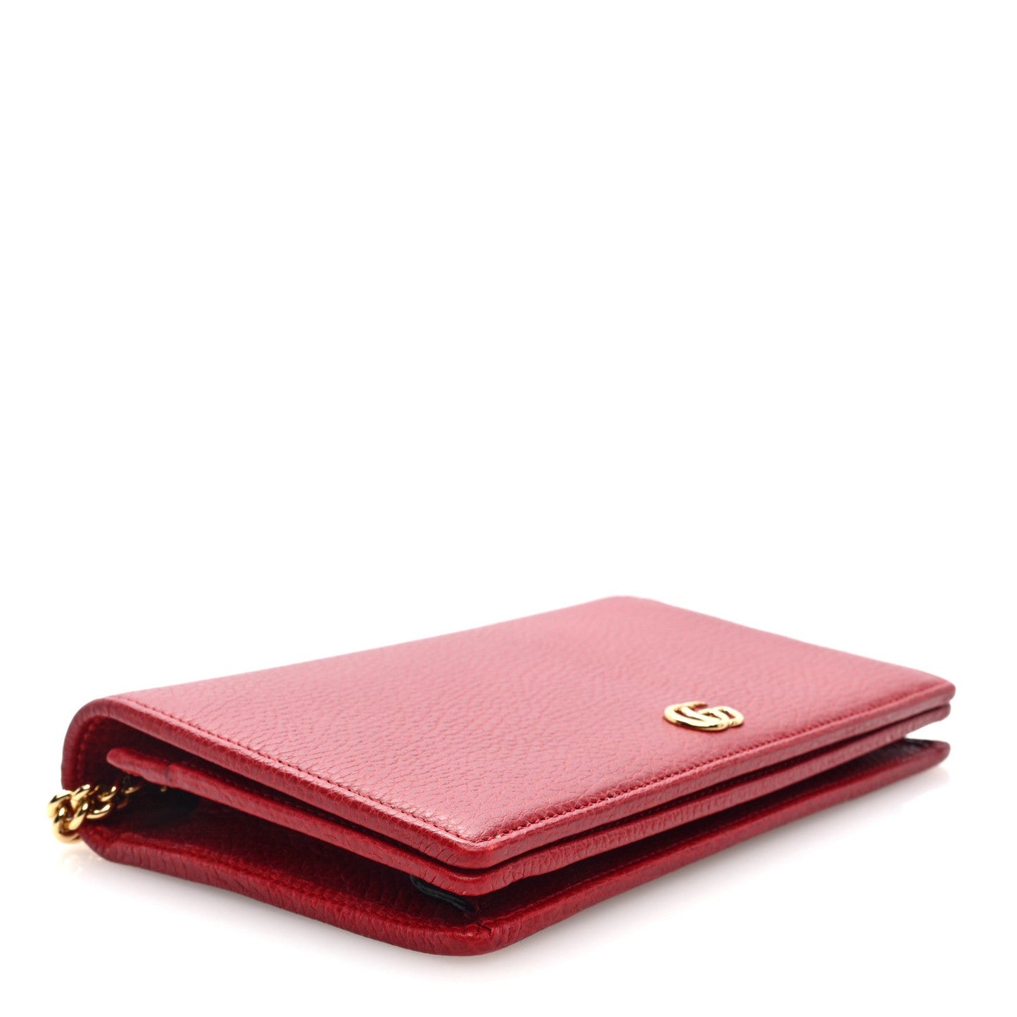 Gucci Dollar Calfskin Mini GG Marmont Chain Wallet Hibiscus Red