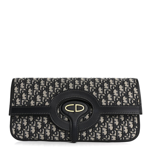 Christian Dior Oblique Fold Over Clutch Blue