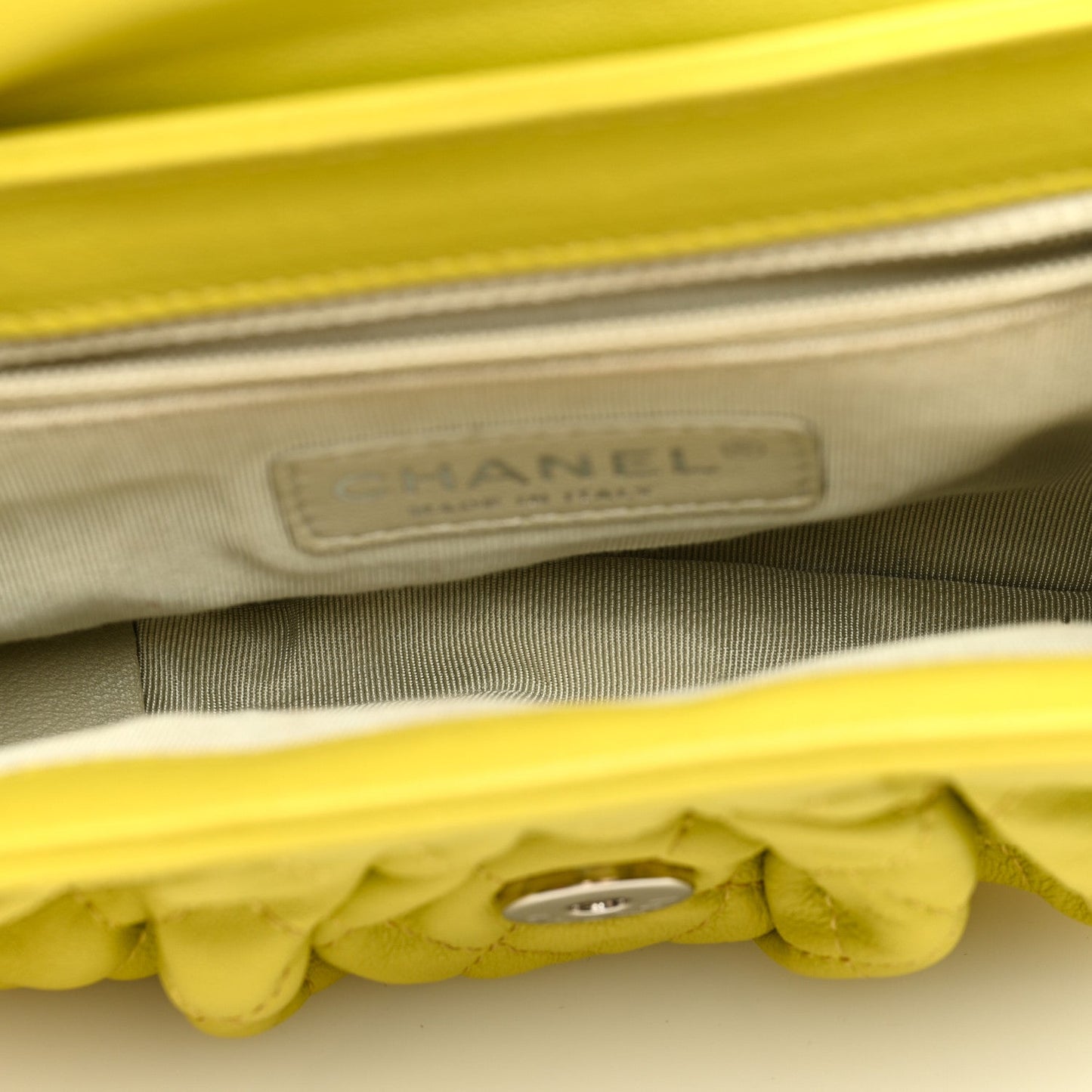 Chanel Washed Lambskin Quilted Mini Chain Around Flap Yellow