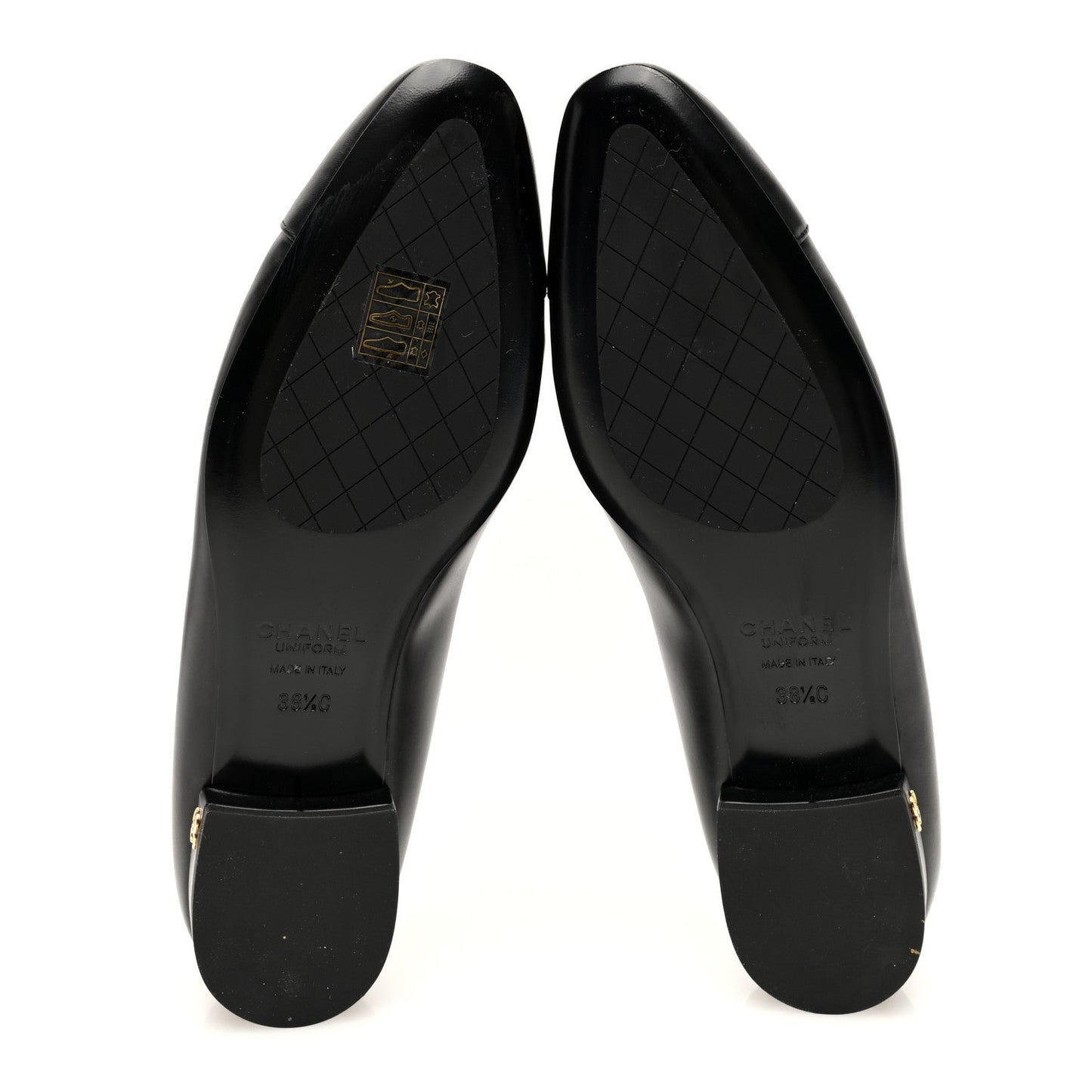 Chanel Lambskin Cap Toe CC Uniform Ballerina Flats 38.5 Black