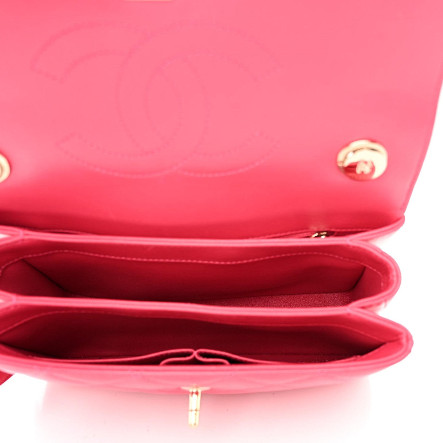 Chanel Lambskin Quilted Small Trendy CC Flap Dual Handle Bag Dark Pink