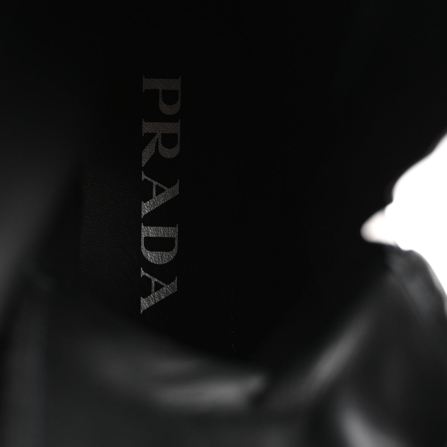 Prada Spazzolato Rois Re-Nylon Metal Triangle Logo Monolith Pouch Pocket 55mm Tall Combat Boots 36.5 Black