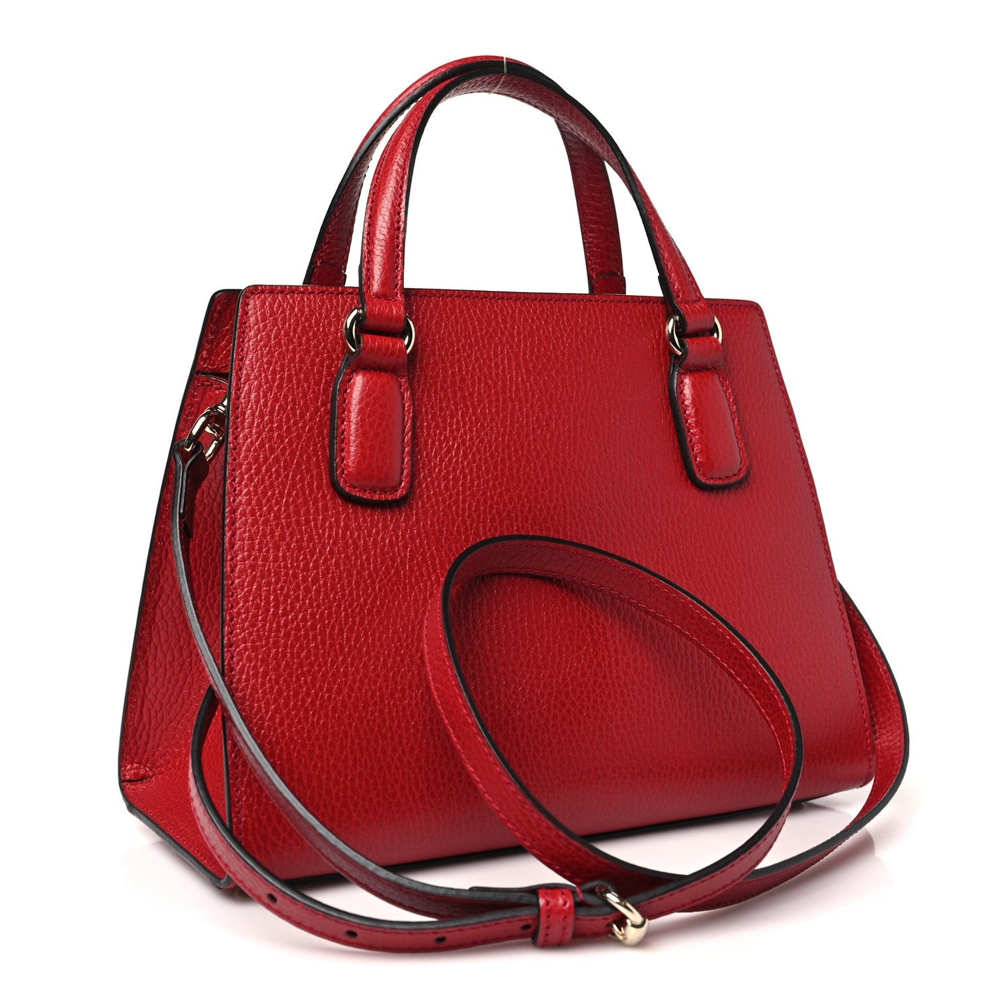 Gucci Dollar Calfskin Medium Soho Top Handle Satchel Hibiscus Red