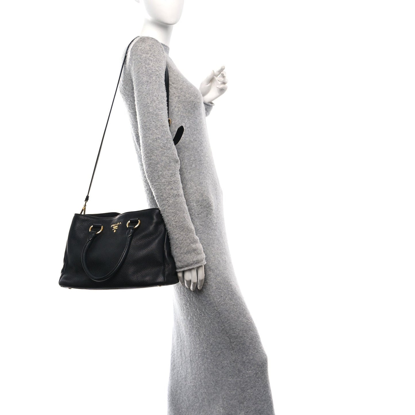 Prada Vitello Daino Tote Black