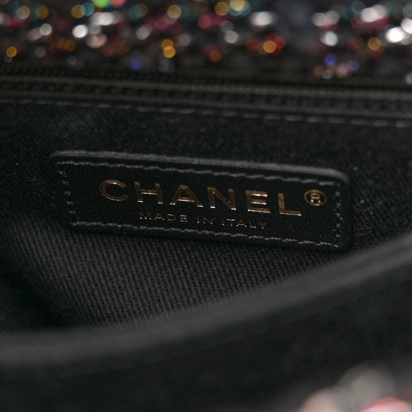 Chanel Tweed Sequin Mini Coco Handle Flap Black
