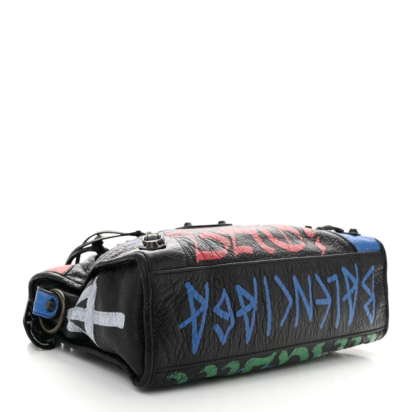 Balenciaga Agneau Graffiti All Over Classic Hardware S City Black Vert Rouge