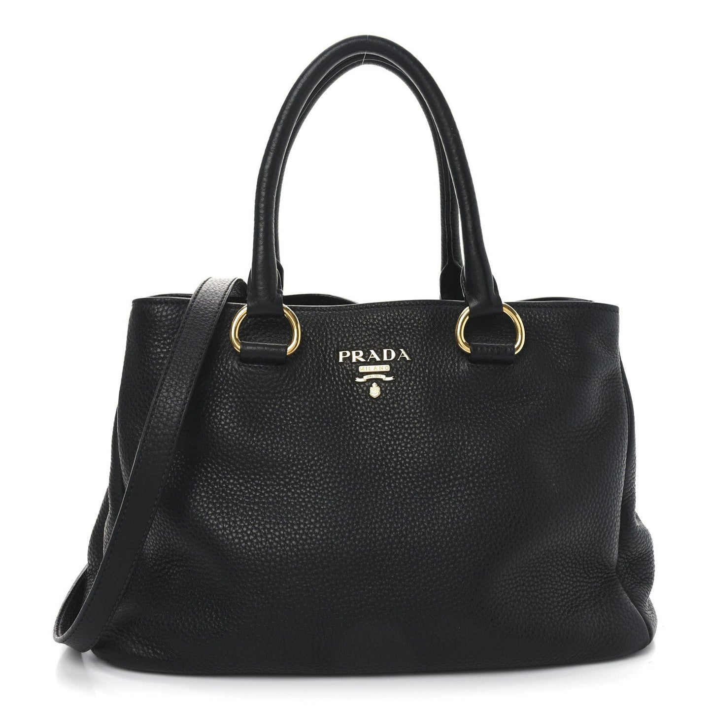 Prada Vitello Daino Tote Black