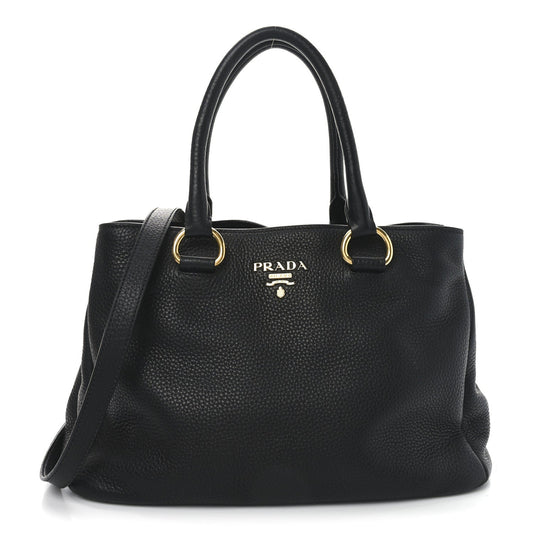 Prada Vitello Daino Tote Black