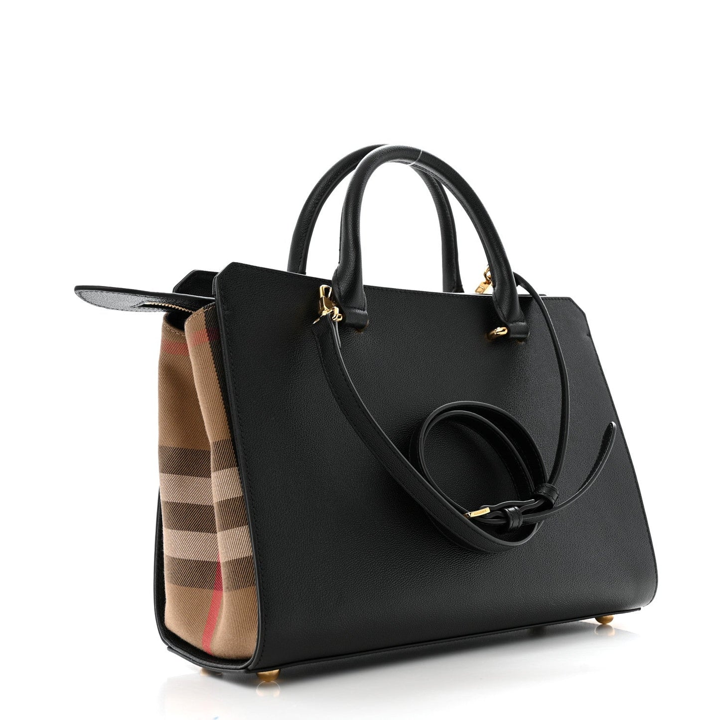 Burberry Calfskin Mega Check Small Banwell Tote Black