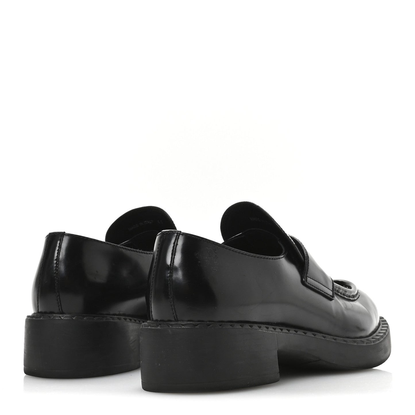 Prada Spazzolato Metal Triangle Logo 50mm Loafers 40 Black