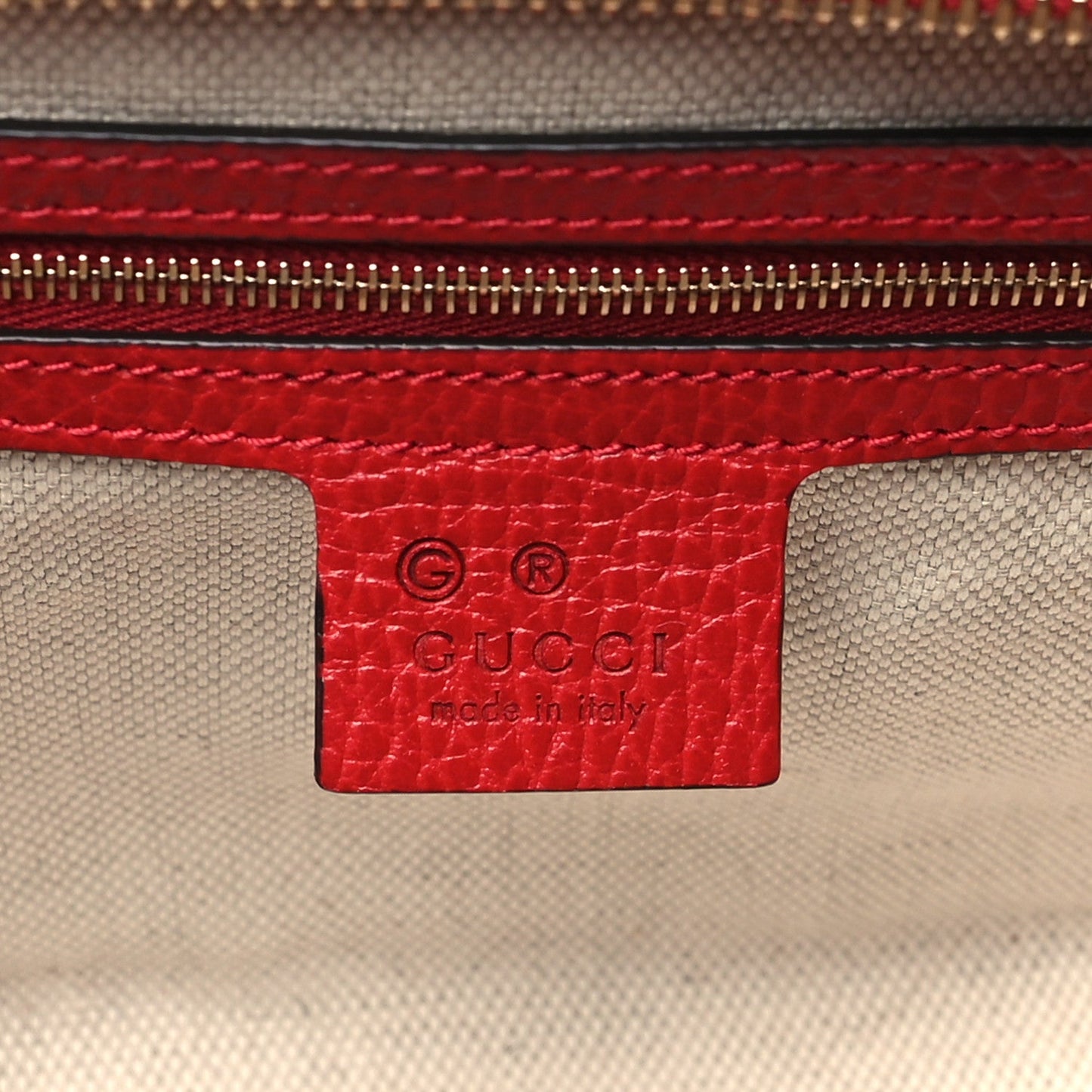 Gucci Dollar Calfskin Medium Soho Top Handle Satchel Hibiscus Red