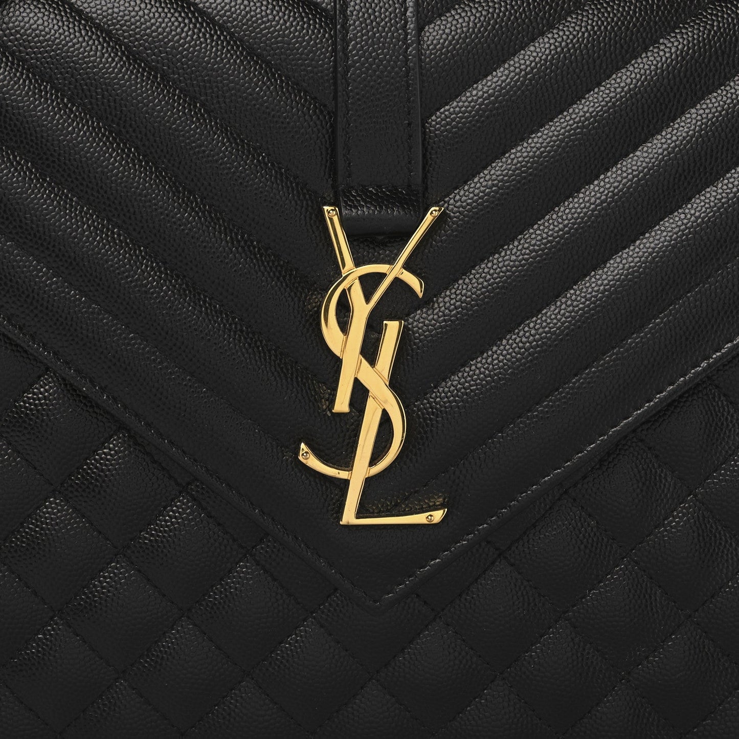Saint Laurent Grain De Poudre Textured Mixed Matelasse Large Triquilt Monogram Satchel Black