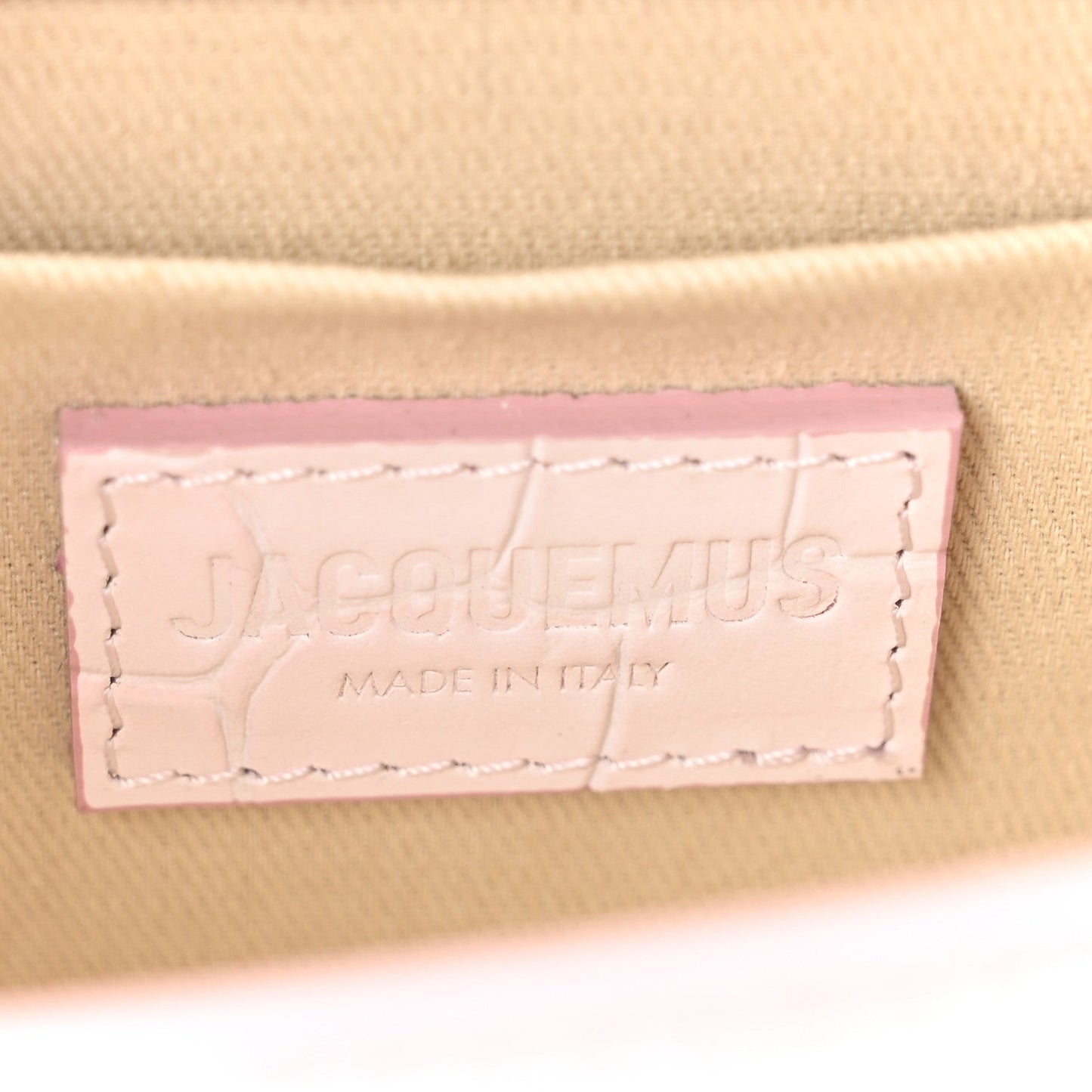 Jacquemus Calfskin Crocodile Embossed Le Chiquito Long Pale Pink