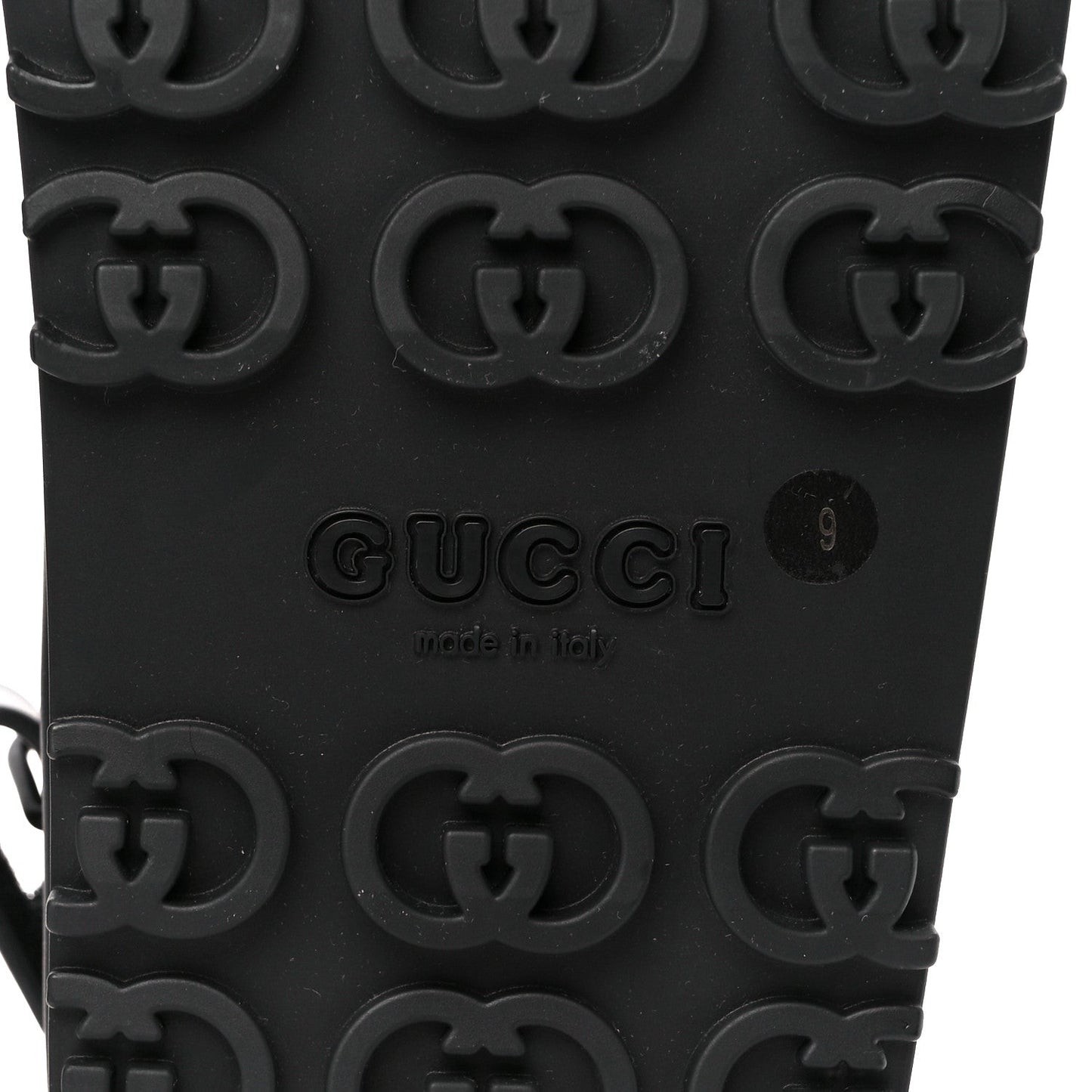 Gucci Soft Rubber Mens Horsebit Platform Slingback Sandals 9 Black