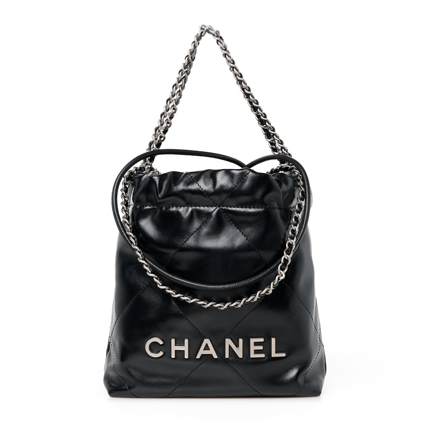 Chanel Shiny Calfskin Quilted Mini 22 Black