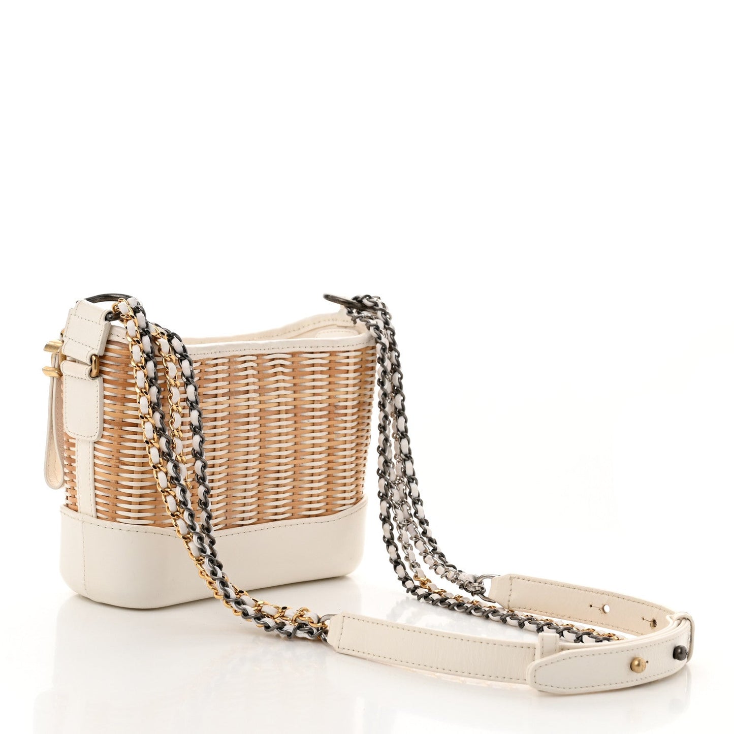 Chanel Rattan Calfskin Small Gabrielle Hobo Beige Ivory