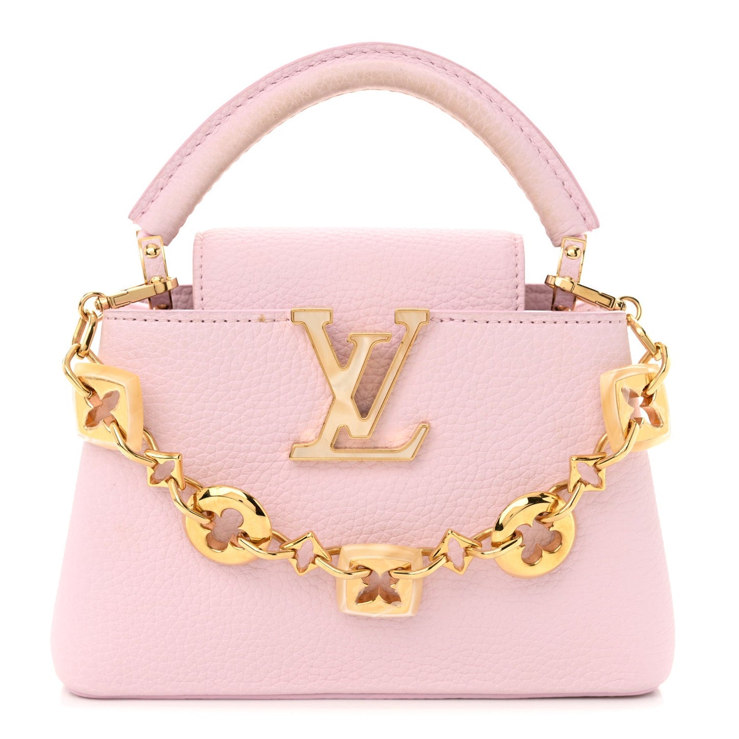 Louis Vuitton Taurillon Monogram Flower Chain Capucines Mini Guimauve