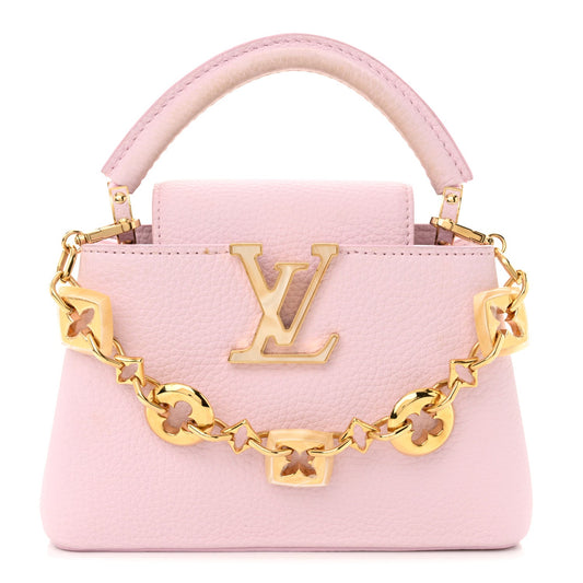 Louis Vuitton Taurillon Monogram Flower Chain Capucines Mini Guimauve