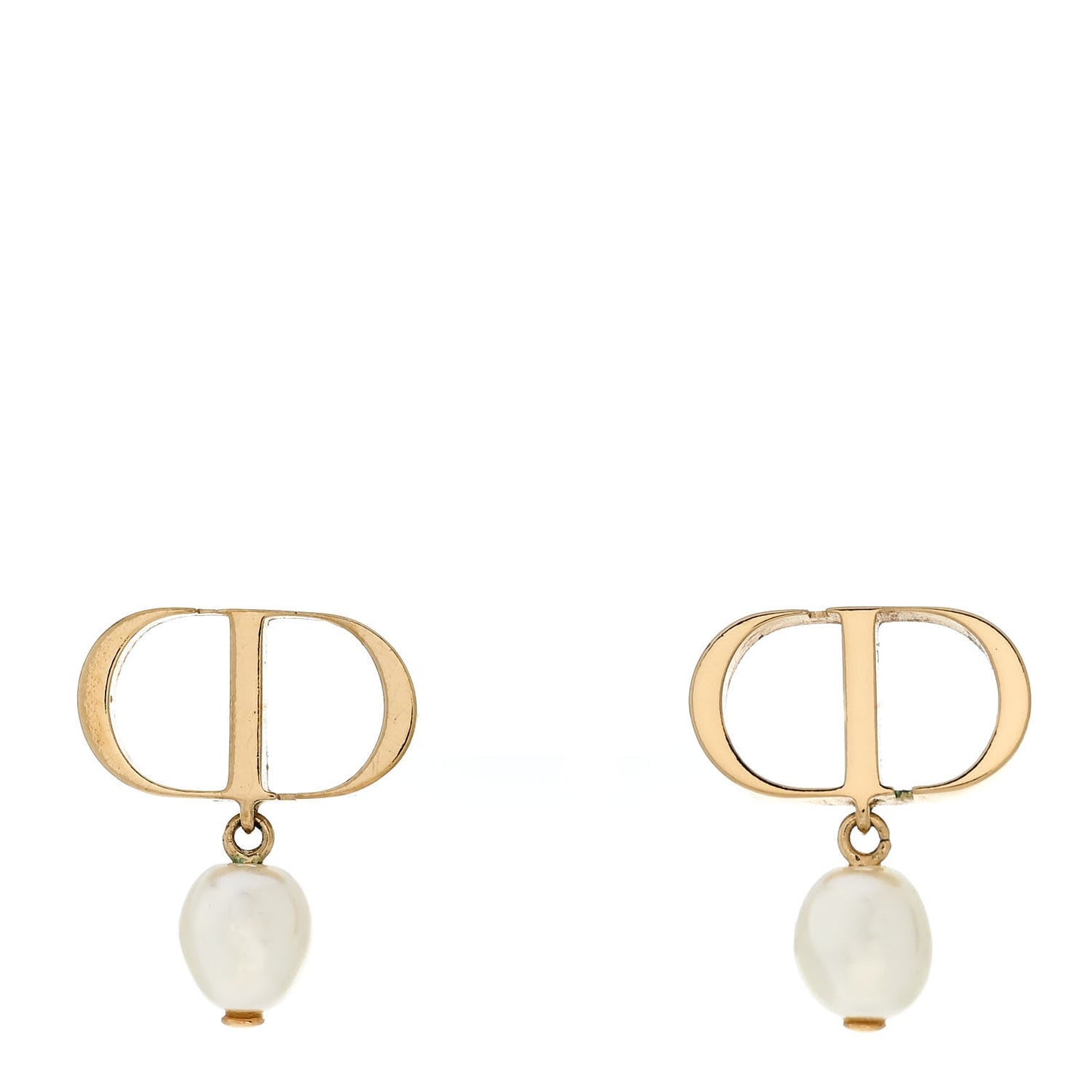 Christian Dior Pearl Petit CD Earrings Gold